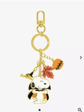 Snoopy Halloween Charm Keyring - White, Black, Orange, Gold